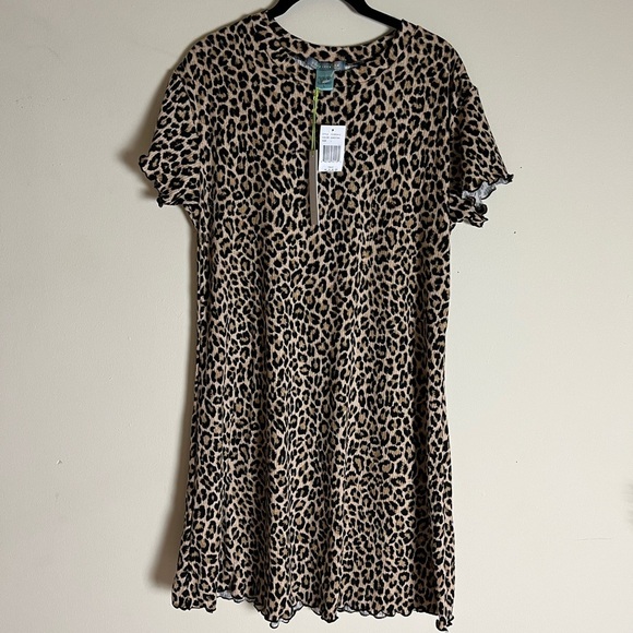 Good Luck Gem NWT Leopard Print Rib Minidress Size Large - Picture 2 of 6